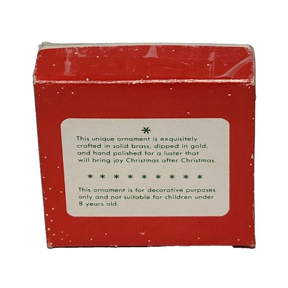 Fantasy Decor Train Engine # 9 Christmas Ornament Brass Gold Dipped In Box - Picture 2 of 2